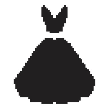 Gelinlik pikseli ikonu, 8-bit. Beyaz arkaplanda vektör illüstrasyonu.