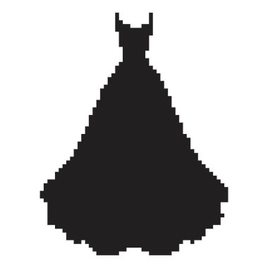 Gelinlik pikseli ikonu, 8-bit. Beyaz arkaplanda vektör illüstrasyonu.