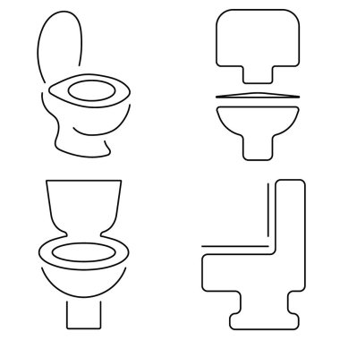 Beyaz arkaplanda siyah tuvalet simgeleri grubu.
