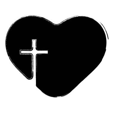 Beyaz arkaplanda Hıristiyan çapraz simgesi, fırça darbeleri, vektör illüstrasyonu.