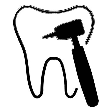 beyaz arkaplanda dişçi simgesi, fırça darbeleri, vektör illüstrasyonu.