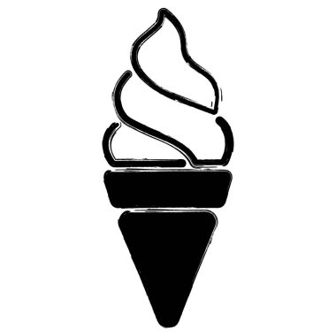 dondurma simgesi, fırça darbeleri, beyaz arkaplanda vektör illüstrasyonu.