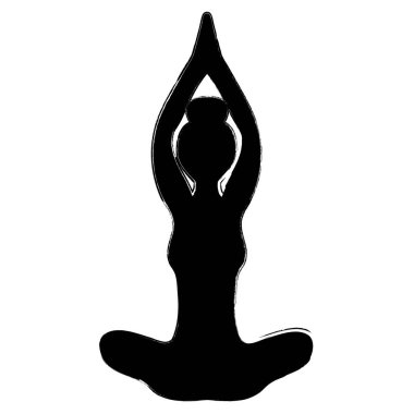 Beyaz arkaplanda meditasyon simgesi, fırça darbeleri, vektör illüstrasyonu.