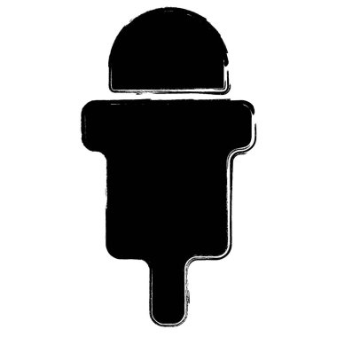 Beyaz arkaplanda mikrofon simgesi, fırça darbeleri, vektör illüstrasyonu.