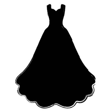 Gelinlik simgesi, fırça darbeleri, beyaz arkaplanda vektör illüstrasyonu.