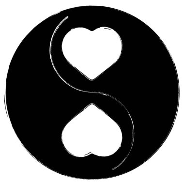 Yin yang simgesi, fırça darbeleri, beyaz arkaplanda vektör illüstrasyonu.