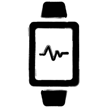 akıllı saat simgesi, fırça darbeleri, beyaz arkaplanda vektör illüstrasyonu.