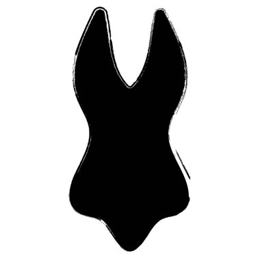 bikini simgesi, fırça darbeleri, beyaz arkaplanda vektör illüstrasyonu.