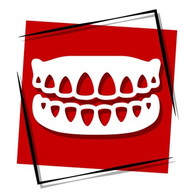 Dişçi, çerçevede kırmızı pankart. Vektör illüstrasyonu.