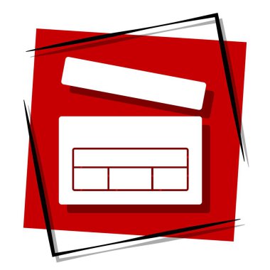 Şarjör tokası, çerçevede kırmızı pankart. Vektör illüstrasyonu.