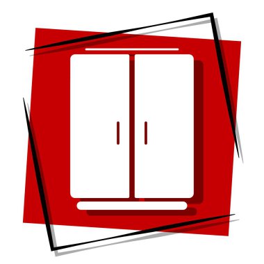 Buzdolabı, çerçevede kırmızı pankart. Vektör illüstrasyonu.