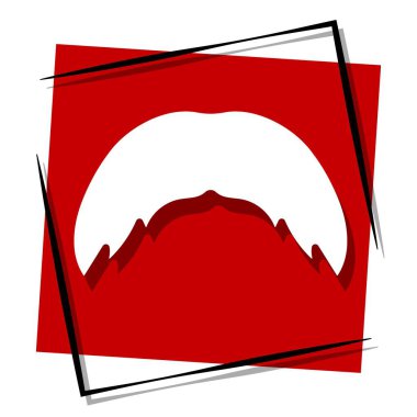 Bıyıklı, çerçeveli kırmızı afiş. Vektör illüstrasyonu.