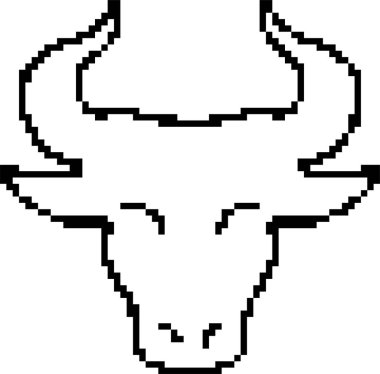Bull 8-bit pixel icon. Vector illustration.