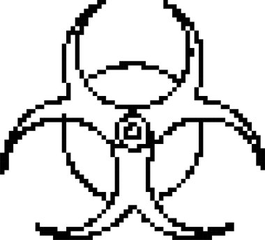 Biyolojik uyarı 8-bit piksel simgesi. Vektör illüstrasyonu.