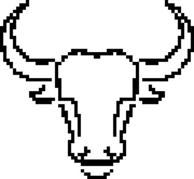 Boğa 8-bit piksel simgesi. Vektör illüstrasyonu.