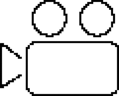 Kamera 8-bit piksel simgesi. Vektör illüstrasyonu.