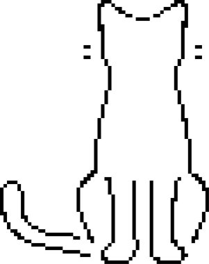 Kedi 8-bit piksel simgesi. Vektör illüstrasyonu.