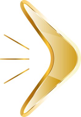 Bumerang altın ikonu. Şeffaf arkaplanda izole.