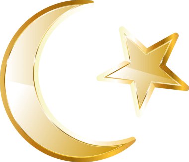 Hilal yıldızı altın ikonu. Şeffaf arkaplanda izole.