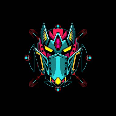 Mecha Maske Logosu t-shirt tasarımı, logo veya maskot için kullanılabilir