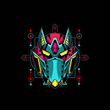 Mecha Maske Logosu t-shirt tasarımı, logo veya maskot için kullanılabilir