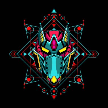 Mecha Maske Logosu t-shirt tasarımı, logo veya maskot için kullanılabilir