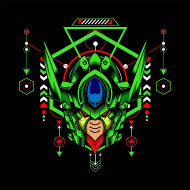 Kutsal geometri geçmişi olan Yeşil Robot