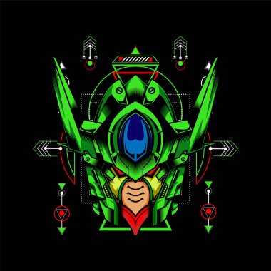 Kutsal geometri geçmişi olan Yeşil Robot