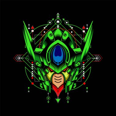 Kutsal geometri geçmişi olan Yeşil Robot