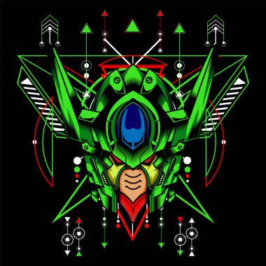 Kutsal geometri geçmişi olan Yeşil Robot