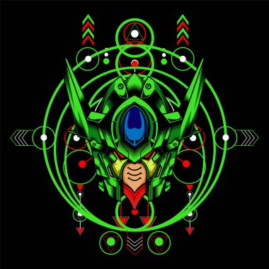 Kutsal geometri geçmişi olan Yeşil Robot