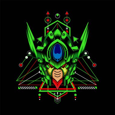 Kutsal geometri geçmişi olan Yeşil Robot