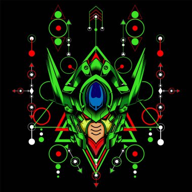 Kutsal geometri geçmişi olan Yeşil Robot