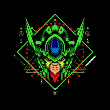 Kutsal geometri geçmişi olan Yeşil Robot