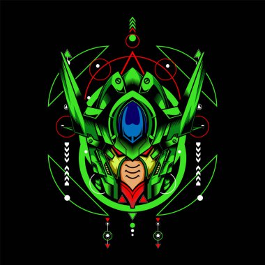 Kutsal geometri geçmişi olan Yeşil Robot