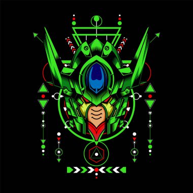 Kutsal geometri geçmişi olan Yeşil Robot