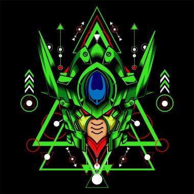 Kutsal geometri geçmişi olan Yeşil Robot