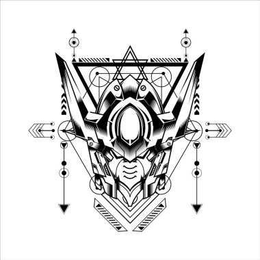 Robot hücre başı illüstrasyonu, logo, oyun logosu, tişört ve daha fazlası için kullanılabilir.