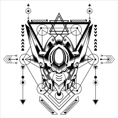 Robot hücre başı illüstrasyonu, logo, oyun logosu, tişört ve daha fazlası için kullanılabilir.