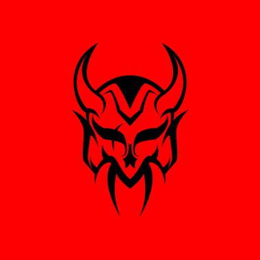 Kırmızı Arkaplanda Şeytan Maskesi dövme, logo ve daha fazlası için kullanılabilir.