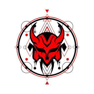 Şeytan Kutsal Geometri beyaz arka planda, dövme, logo, oyun ve daha fazlası için kullanılabilir, düzenlenebilir renk ve boyut