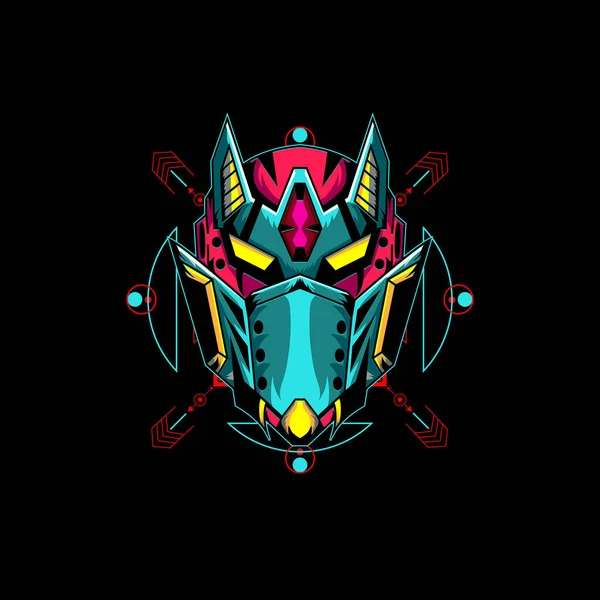 Logo Maski Mecha Może Być Używane Projektowania Koszulki Logo Lub — Wektor stockowy