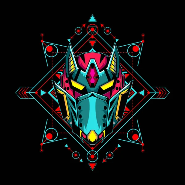 Mecha Mask Logo Peut Utiliser Pour Conception Shirt Logo Mascotte — Image vectorielle