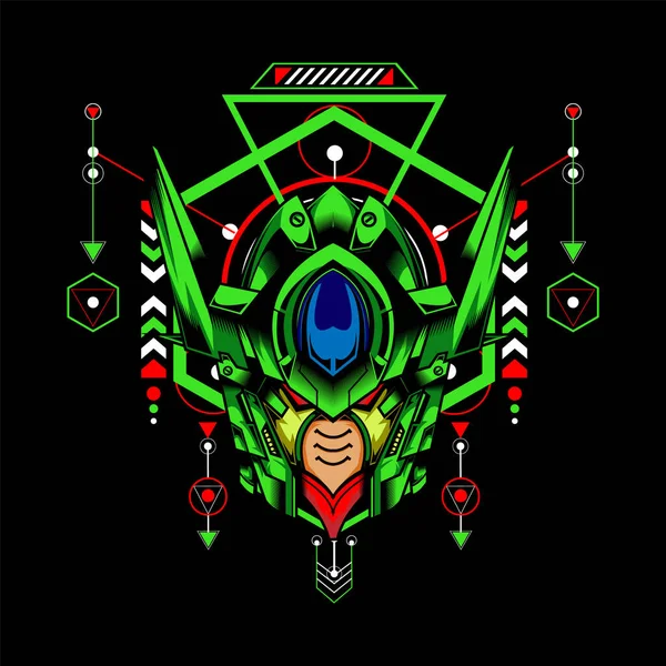 Kutsal geometri geçmişi olan Yeşil Robot