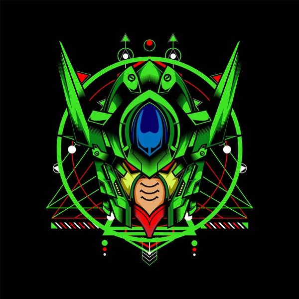 Kutsal geometri geçmişi olan Yeşil Robot