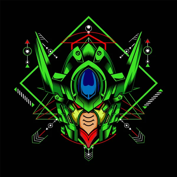 Kutsal geometri geçmişi olan Yeşil Robot