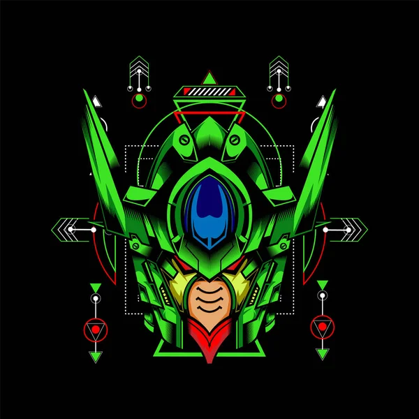 Kutsal geometri geçmişi olan Yeşil Robot