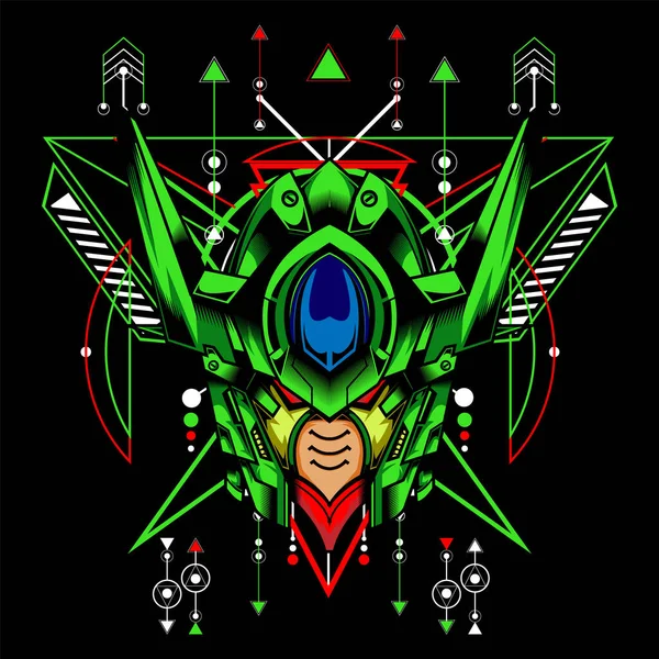 Kutsal geometri geçmişi olan Yeşil Robot