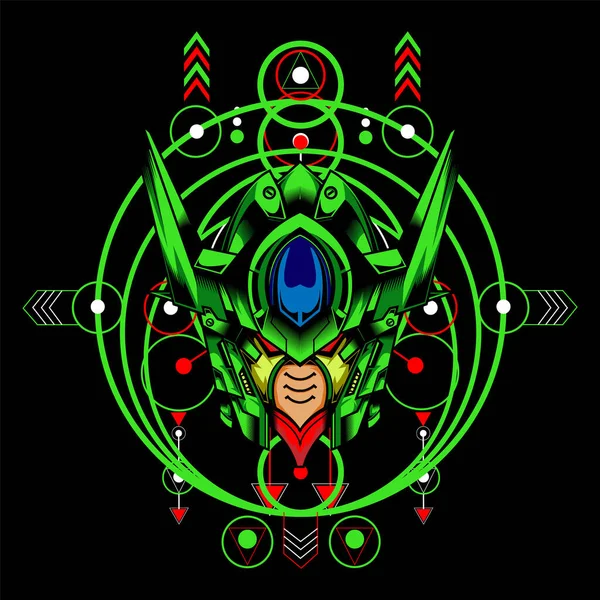 Kutsal geometri geçmişi olan Yeşil Robot