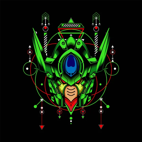 Kutsal geometri geçmişi olan Yeşil Robot